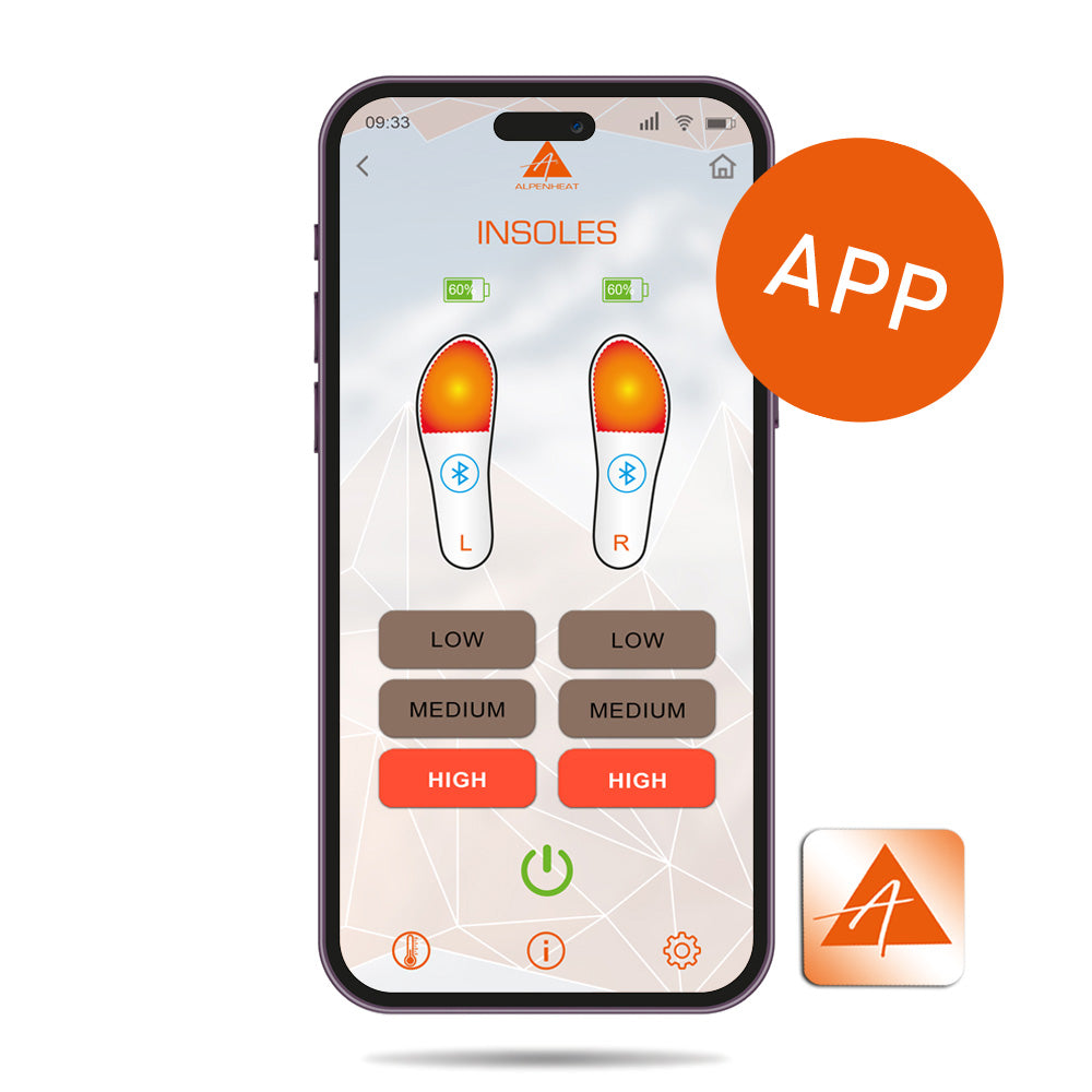 Värmesulor Appstyrda Trådlösa Hotsole Med Li-Polymer Batteri S/M (35-40)