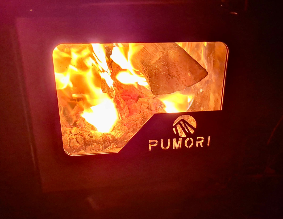 Kamin 2.0 med glaslucka för te.x Bastutält EN STL