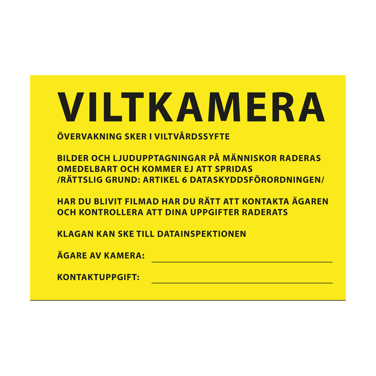 Varningsskylt-viltkamera YELLOW / EN STL