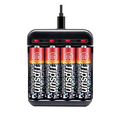 1.5V AA Uppladdningsbara Lithium-ion kit inkl. laddare & 4 batterier ONE SIZE