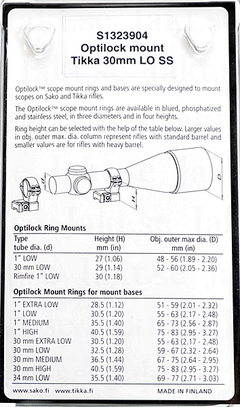Optilock Ringar 1" (25,4MM) / EXTRA LÅG