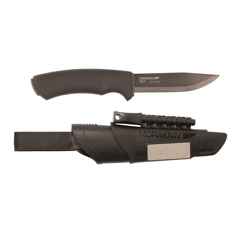 Bushcraft survival svart kolstål EN STL