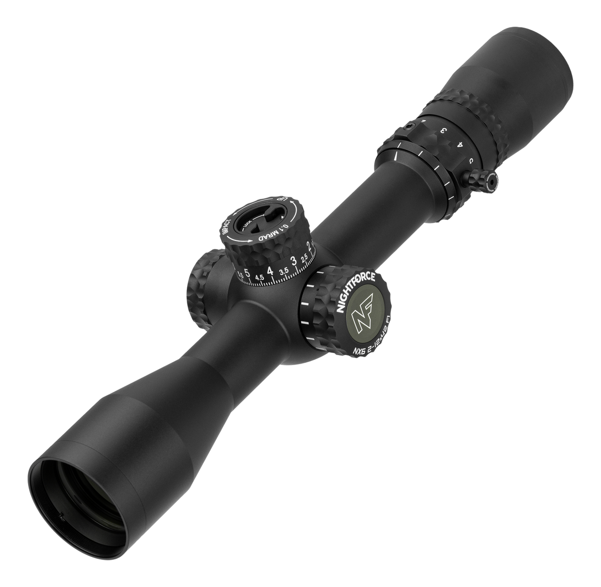 NX6 2-12x42 F1 FFP MIL Belyst Kikarsikte